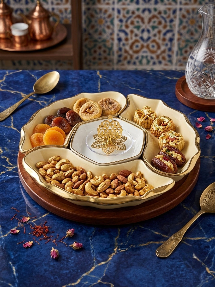 علبة تسالي بورسلين بقاعدة دواره
