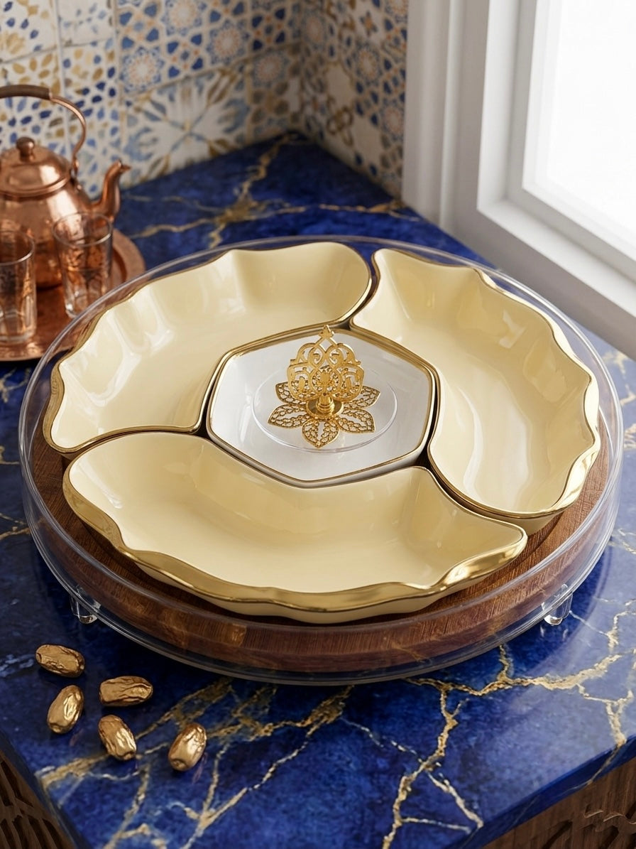 علبة تسالي بورسلين بقاعدة دواره