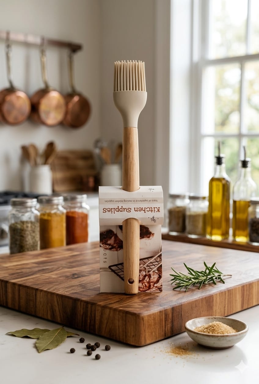 Silicone brush with wooden handle
