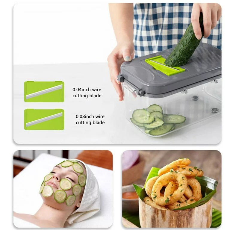 قطاعة ومبشرة للخضروات والجبن 22 قطعة مع صفاية وعلبة طريقة سهلة الاستخدام بيد